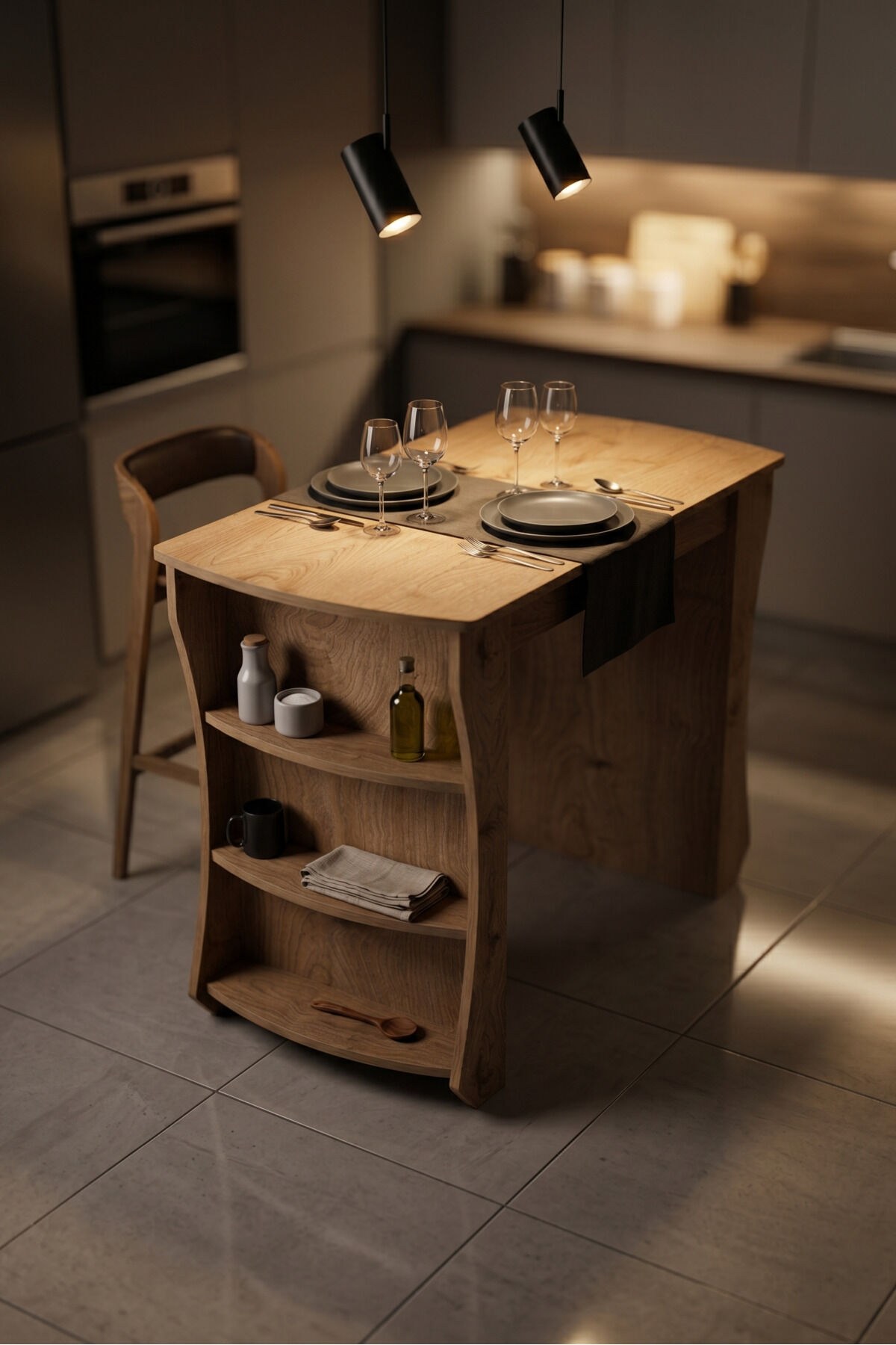 Kitchen Table Kitchen Island Island Table Bar Table Breakfast Table Shelved Multi-purpose Cabinet Modern Table 120x60 cm 9838 Basket