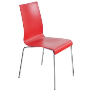 Icon-S Kırmızı - Krom Kaplama Mutfak Sandalyesi PPT1219