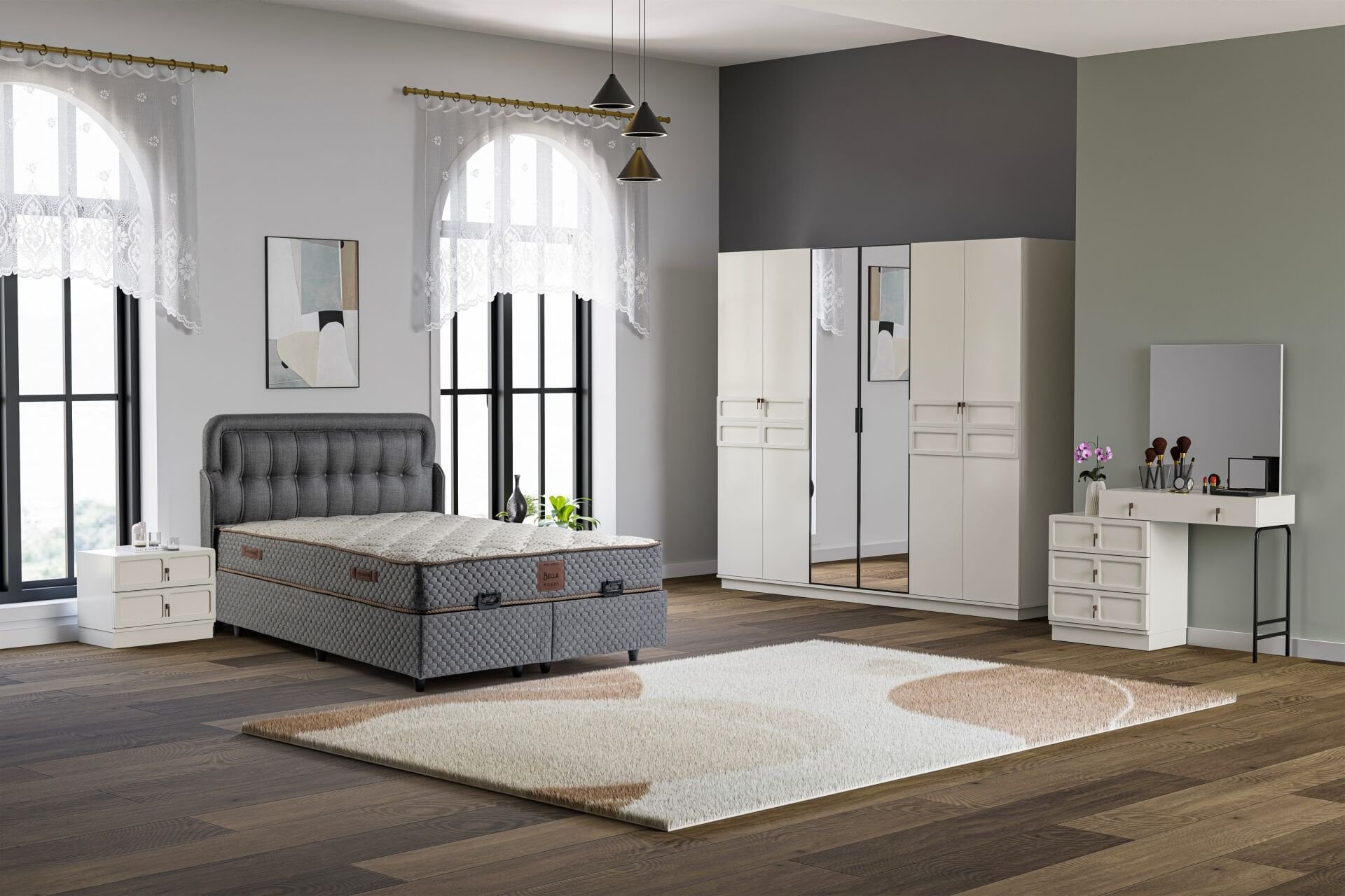 Lotus Yatak Odası Takımı %100 MDF - Kumtaşı TN0191