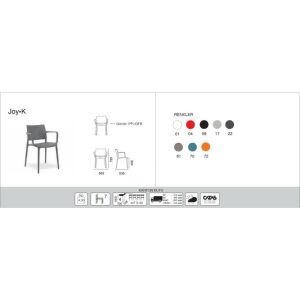 Joy-K Beyaz Kollu Mutfak Sandalyesi PPT1225