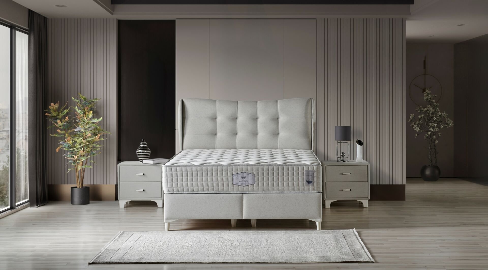 Moonlight 160 x 200 Çift Kişilik Yatak, Baza, Başlık Seti CB3313