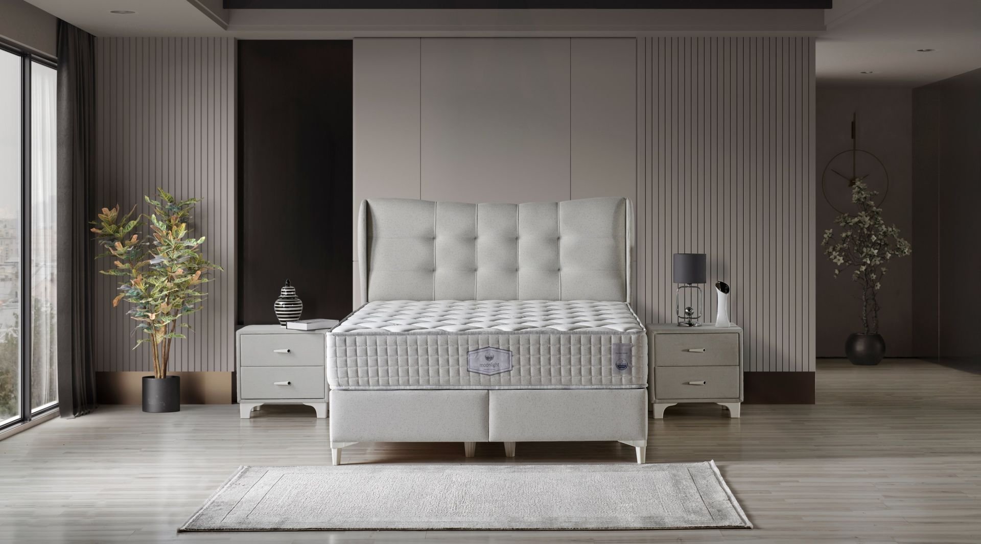 Moonlight 180 x 200 Çift Kişilik Yatak, Baza, Başlık Seti CB3313