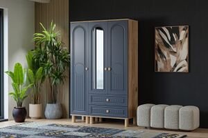 Vera Bohem 3 Kapılı Dolap - Atlantik Çam / Antrasit TN0346