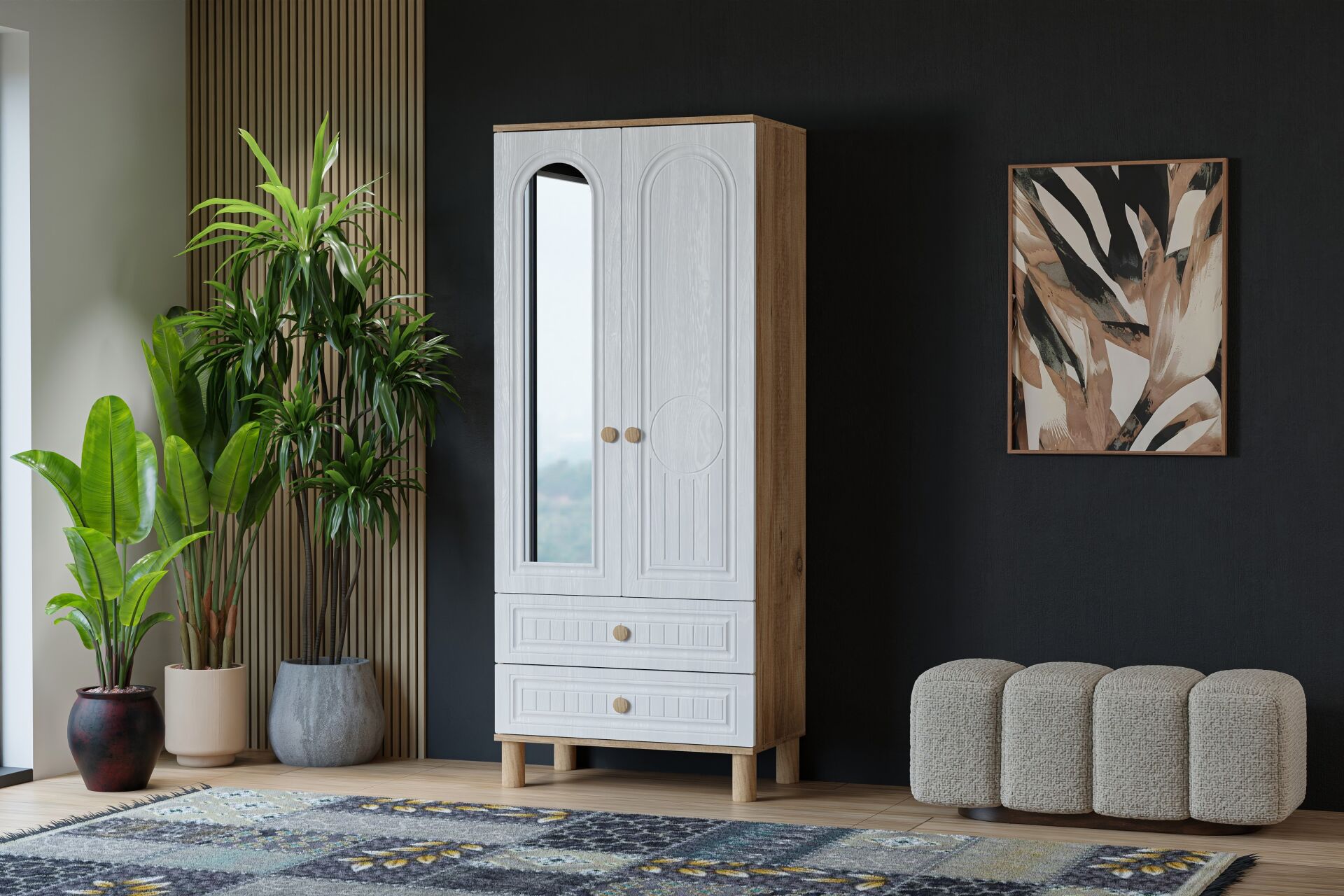 Vera Bohem 2 Kapılı Dolap - Atlantik Çam / Beyaz TN0355