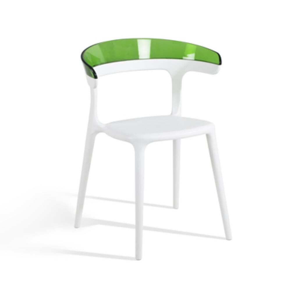 Luna Yeşil Transparan - Beyaz Mutfak Sandalyesi PPT1237