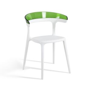 Luna Yeşil Transparan - Beyaz Mutfak Sandalyesi PPT1237