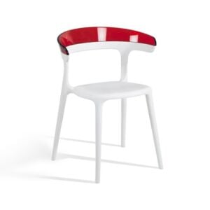 Luna Kırmızı Transparan - Beyaz Mutfak Sandalyesi PPT1241