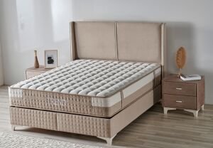 Trend Krem 180 x 200 Çift Kişilik Yatak, Baza, Başlık Seti CB3314