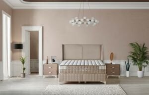 Trend Krem 200 x 200 Çift Kişilik Yatak, Baza, Başlık Seti CB3314