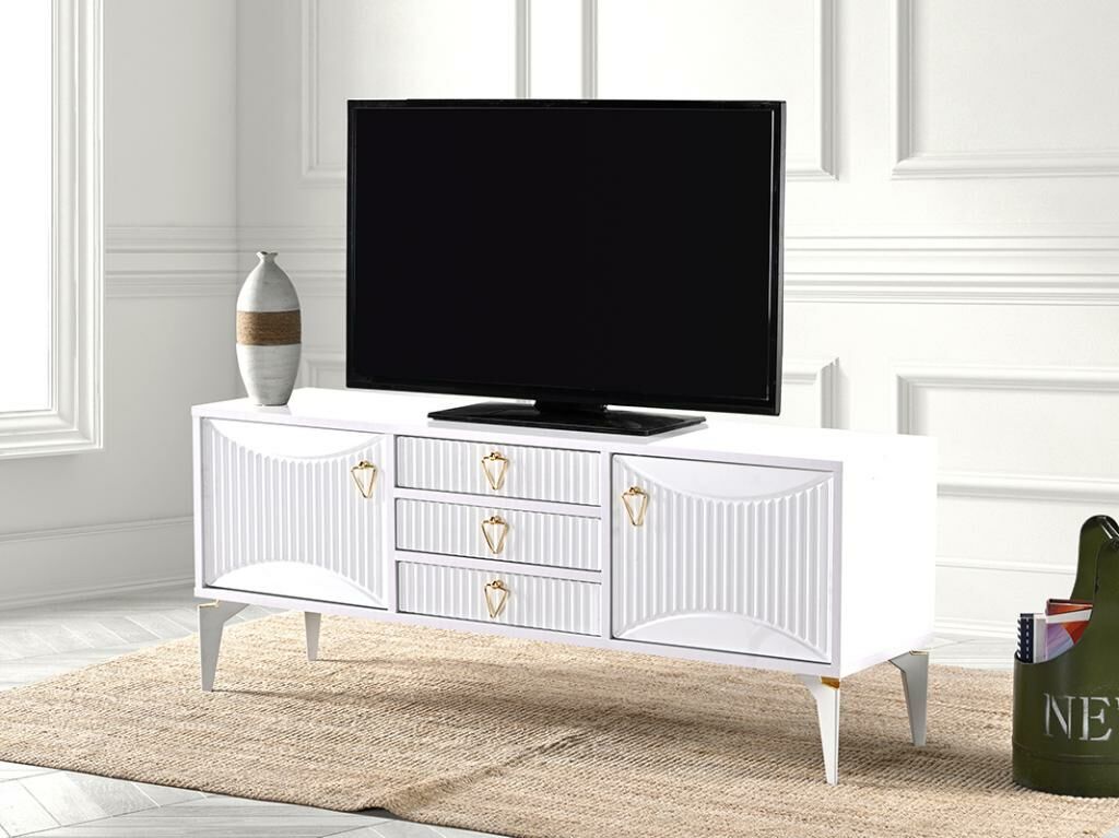 3 Çekmeceli Beyaz Tv Sehpası TN0337