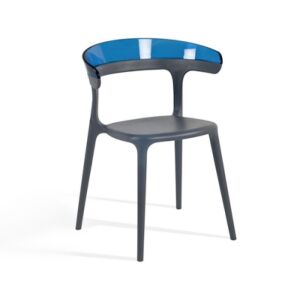 Luna Mavi Transparan - Antrasit Mutfak Sandalyesi PPT1245