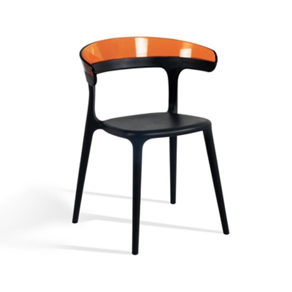 Luna Turuncu Transparan - Siyah Mutfak Sandalyesi PPT1246