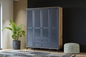 Naz 4 Kapılı Dolap - Atlantik Çam / Antrasit TN0431