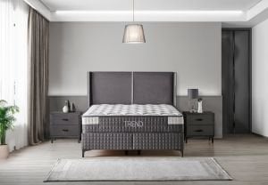 Trend Gri 100 x 200 Tek Kişilik Yatak, Baza, Başlık Seti CB3314