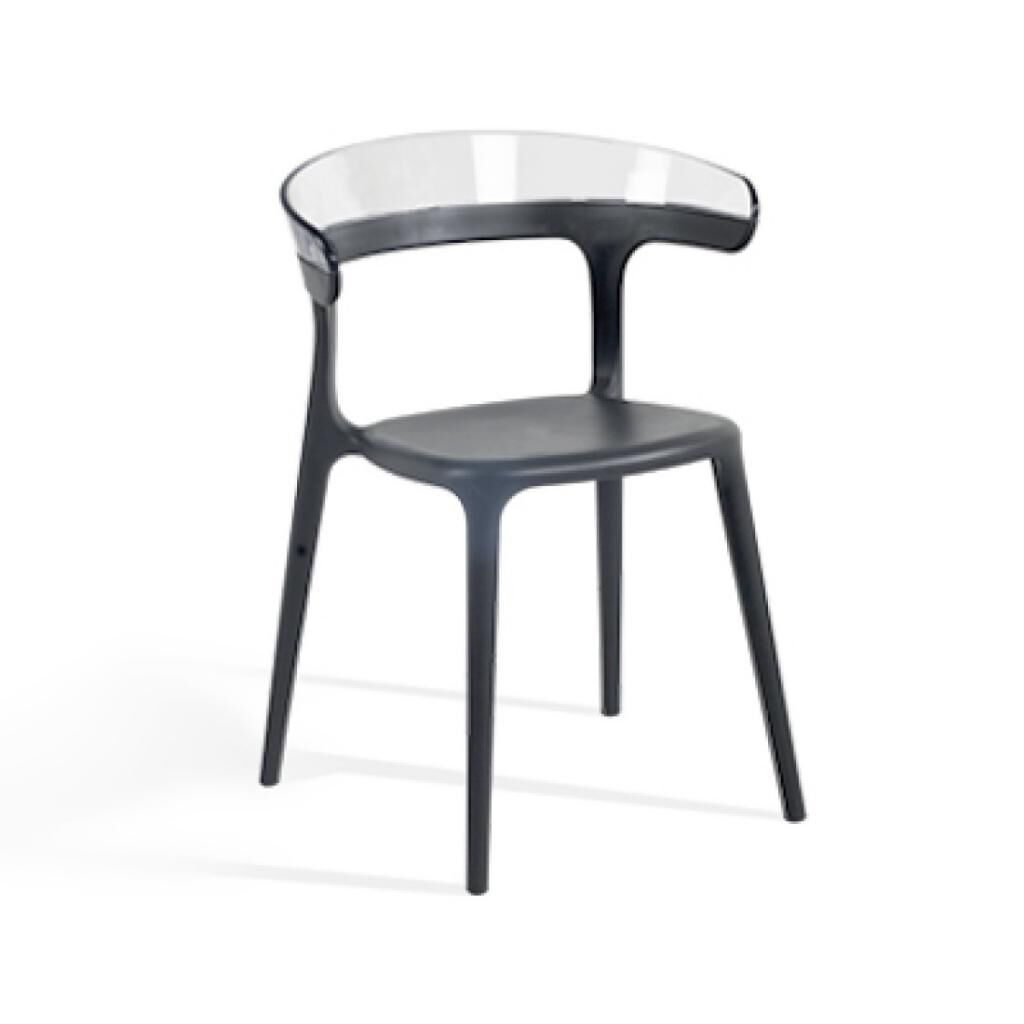 Luna Şeffaf Transparan - Antrasit Mutfak Sandalyesi PPT1247