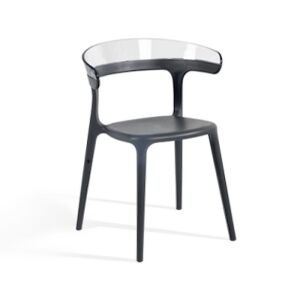Luna Şeffaf Transparan - Antrasit Mutfak Sandalyesi PPT1247