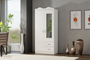 Taçlı 2 Kapılı Dolap - Beyaz TN0441