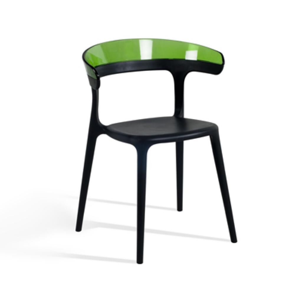 Luna Yeşil Transparan - Siyah Mutfak Sandalyesi PPT1249