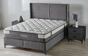 Trend Gri 140 x 200 Çift Kişilik Yatak, Baza, Başlık Seti CB3314