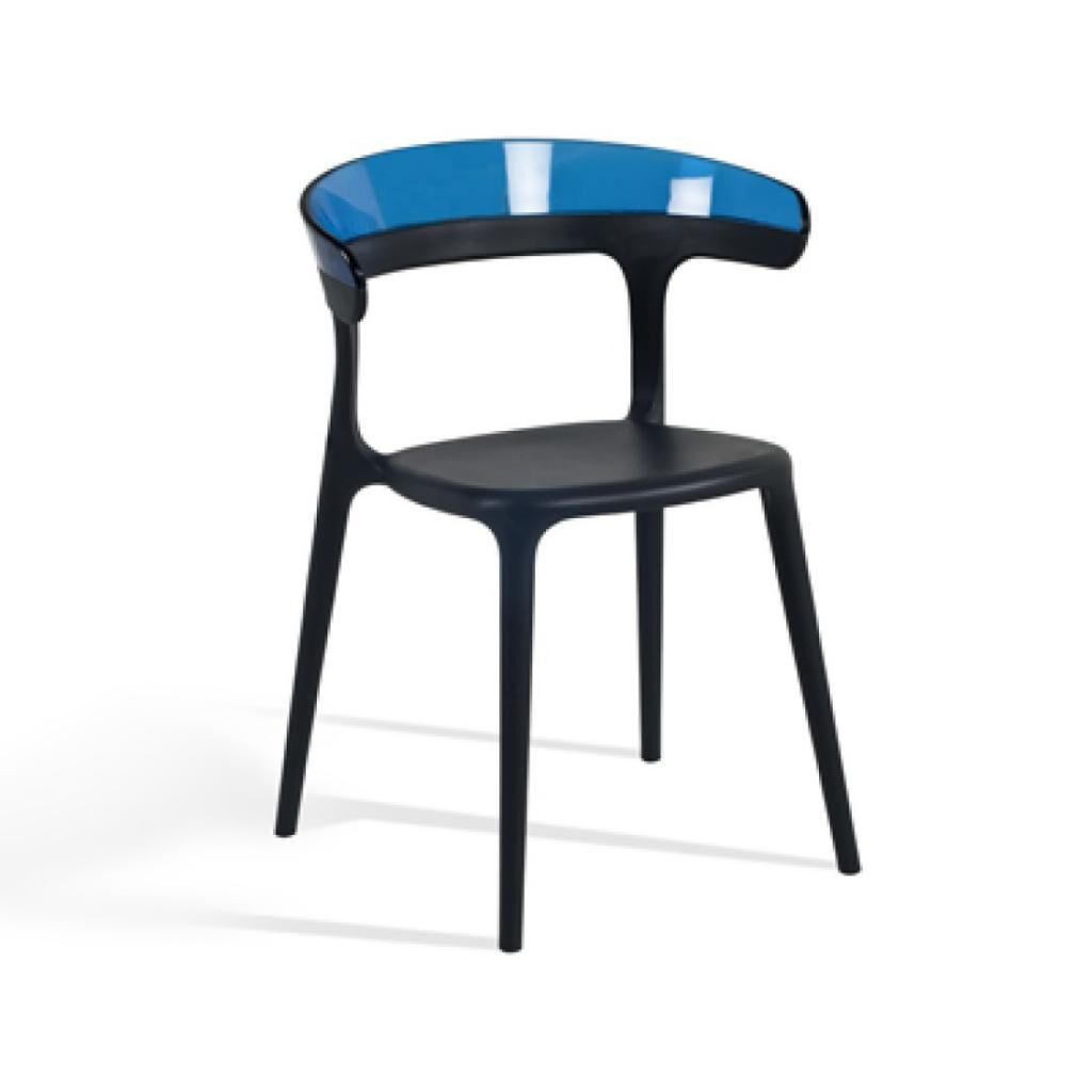 Luna Mavi Transparan - Siyah Mutfak Sandalyesi PPT1250