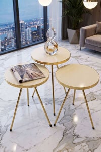 MD Gold Metal Düz Ayak Zigon Krem 3'lü