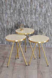 MD Gold Metal Düz Ayak Zigon Krem 3'lü