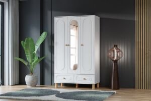 Carina Bohem 3 Kapılı Dolap - Beyaz TN0243