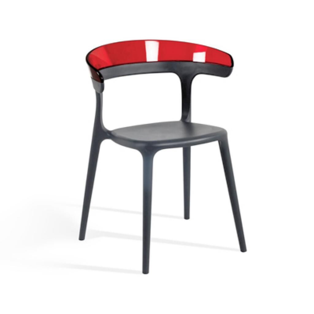 Luna Kırmızı Transparan - Antrasit Mutfak Sandalyesi PPT1252
