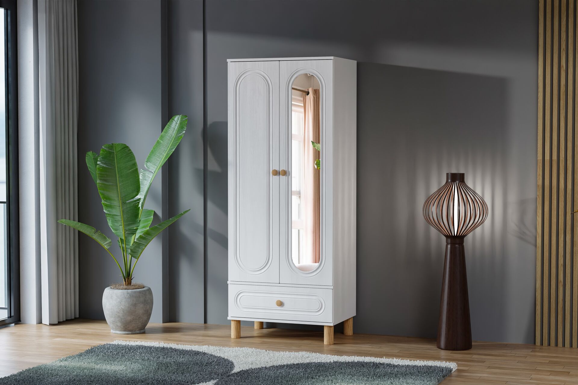 Carina Bohem 2 Kapılı Dolap - Beyaz TN0244