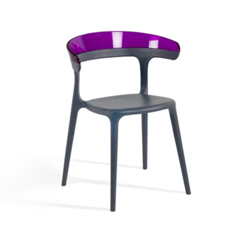 Luna Mor Transparan - Antrasit Mutfak Sandalyesi PPT1256