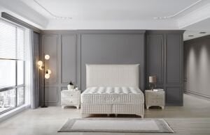 Comfort Krem 140 x 190 Çift Kişilik Yatak, Baza, Başlık Seti CB3315