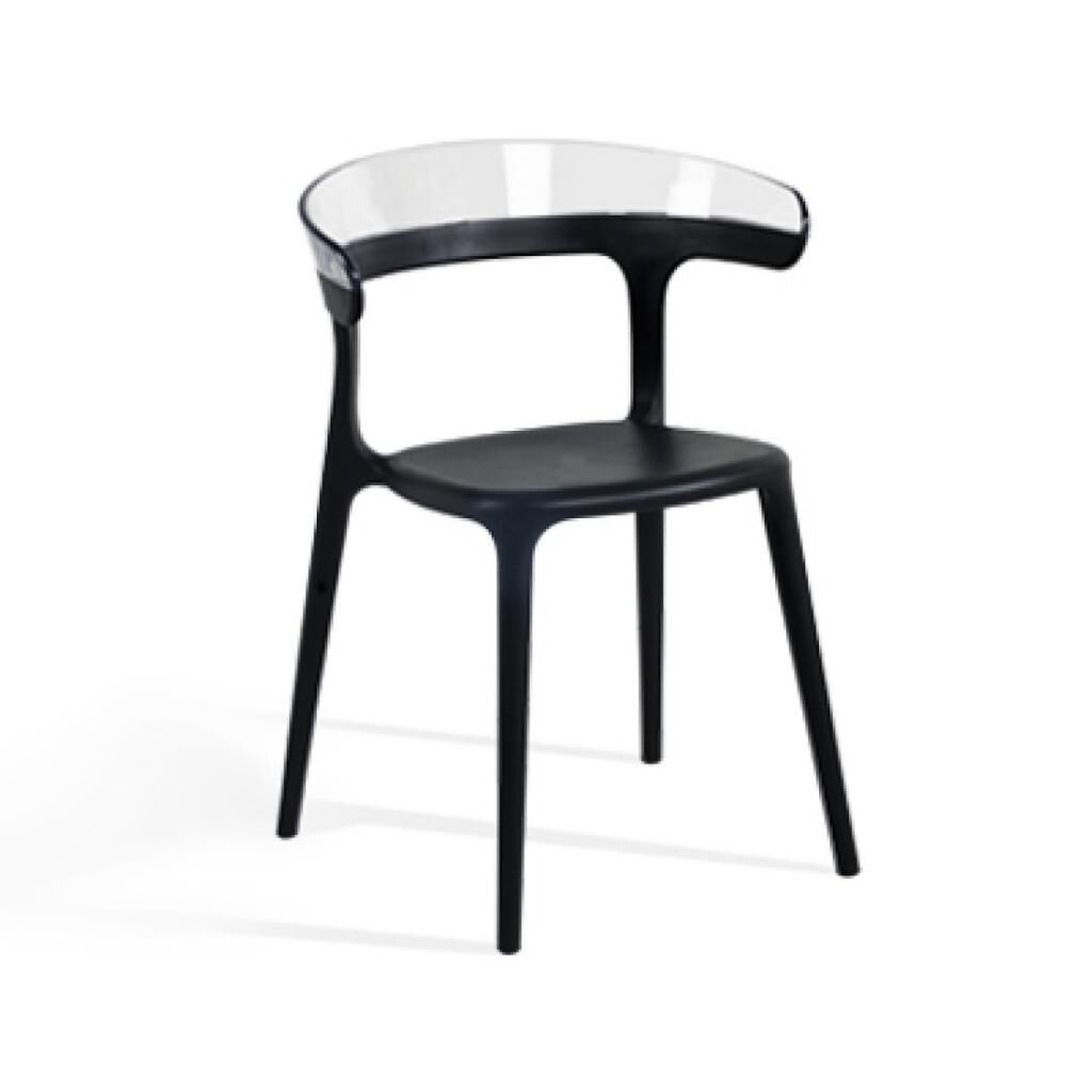 Luna Şeffaf Transparan - Siyah Mutfak Sandalyesi PPT1258