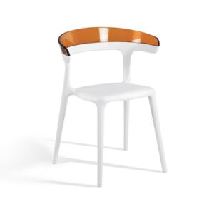 Luna Turuncu Transparan - Beyaz Mutfak Sandalyesi PPT1260