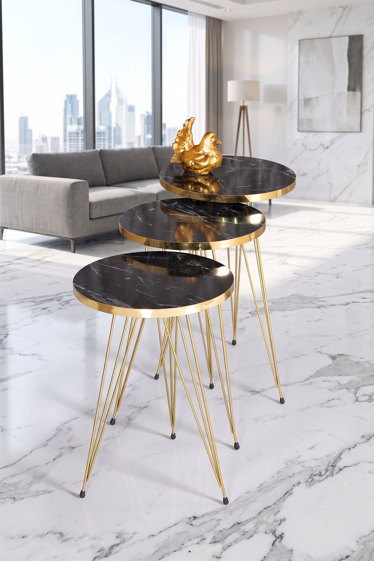 Zigon Sehpa Gold Bendir Tel