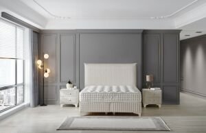 Comfort Krem 180 x 200 Çift Kişilik Yatak, Baza, Başlık Seti CB3315