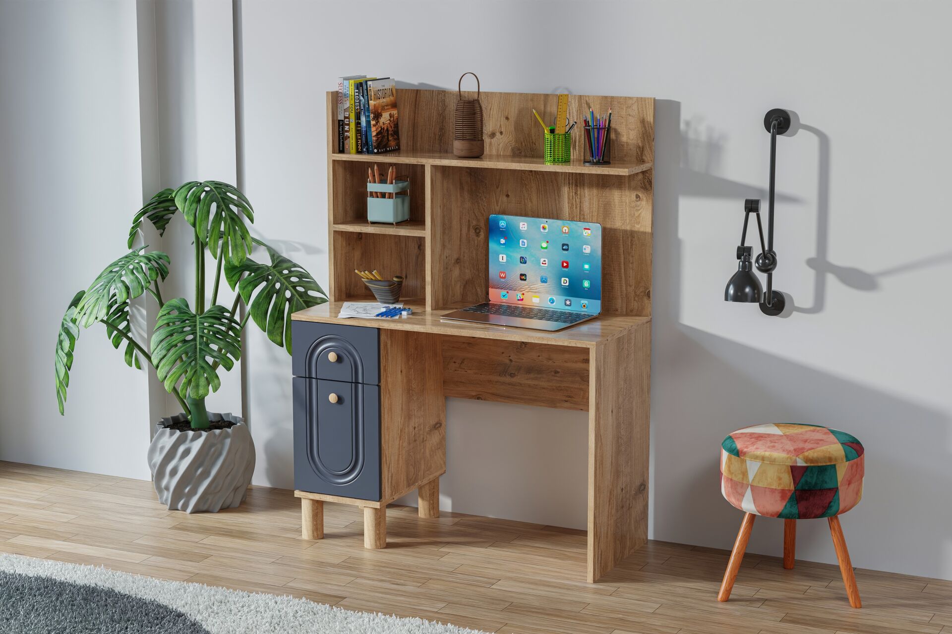 Carina Bohem Çalışma Masası - Atlantik Çam / Antrasit TN0254