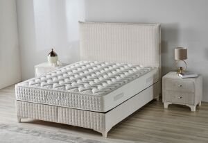 Comfort Krem 200 x 200 Çift Kişilik Yatak, Baza, Başlık Seti CB3315