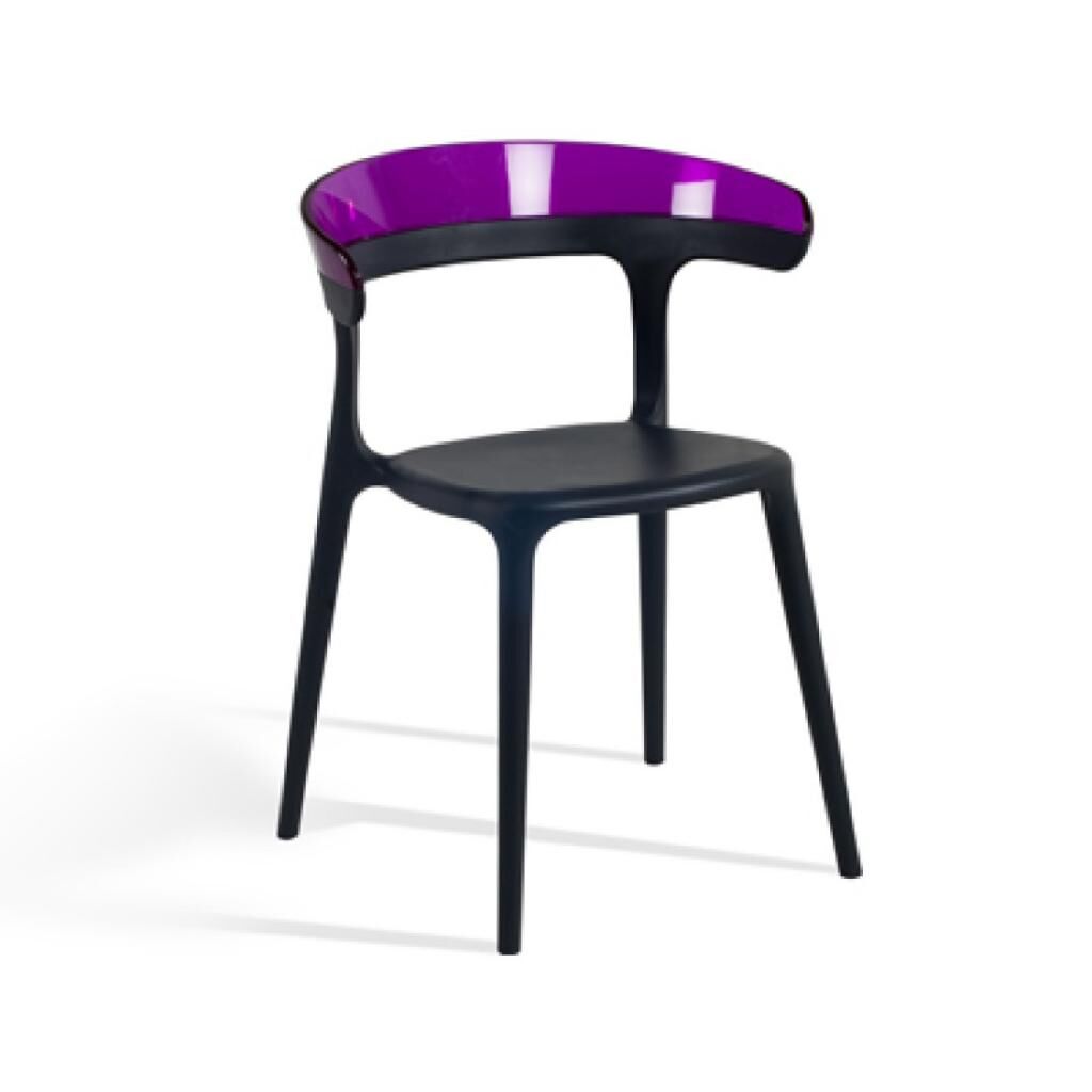 Luna Mor Transparan - Siyah Mutfak Sandalyesi PPT1263