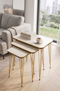 Zigon Sehpa Kr Çift Gold Beyaz Tel
