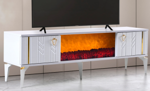 Konak Beyaz Şömineli Tv Sehpası TN0358