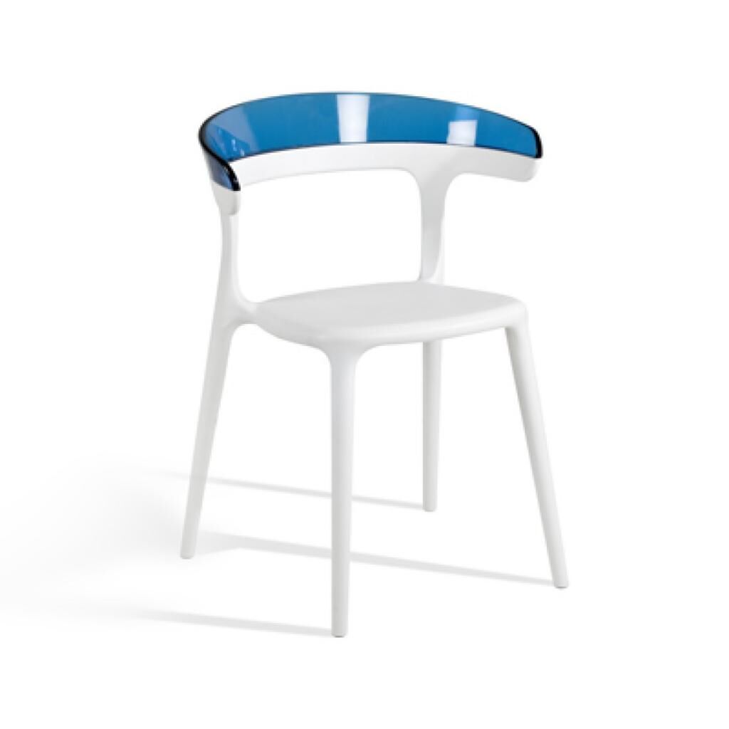 Luna Mavi Transparan - Beyaz Mutfak Sandalyesi PPT1265