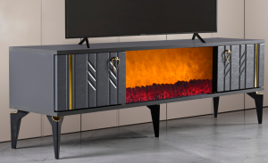 Konak Antrasit Şömineli Tv Sehpası TN0359