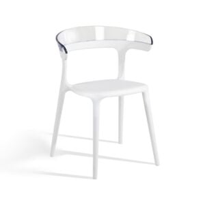 Luna Şeffaf Transparan - Beyaz Mutfak Sandalyesi PPT1266