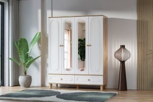 Carina Bohem 4 Kapılı Dolap - Atlantik Çam / Beyaz TN0258
