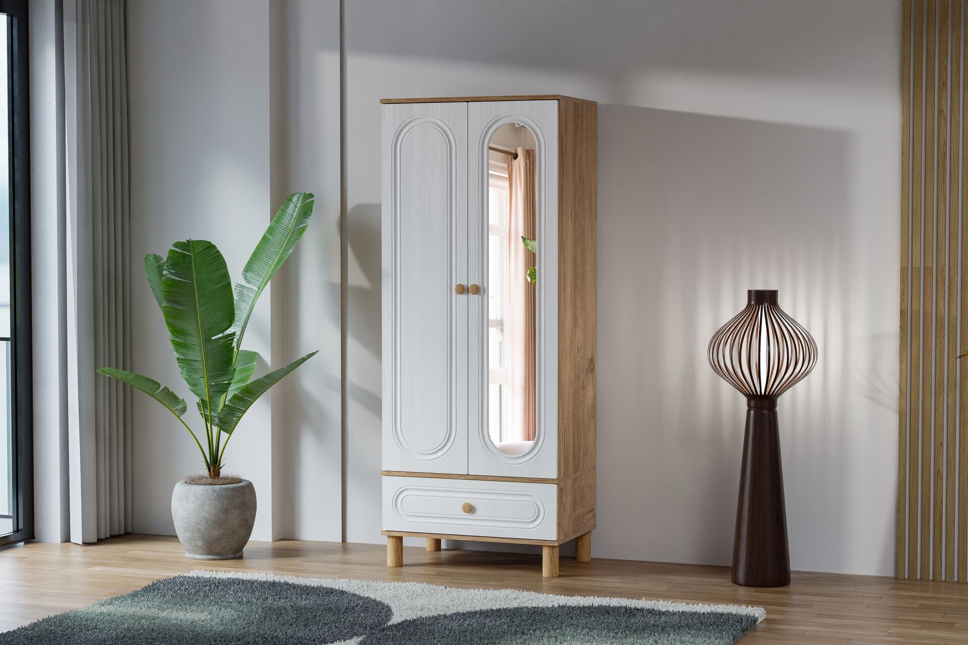 Carina Bohem 2 Kapılı Dolap - Atlantik Çam / Beyaz TN0260