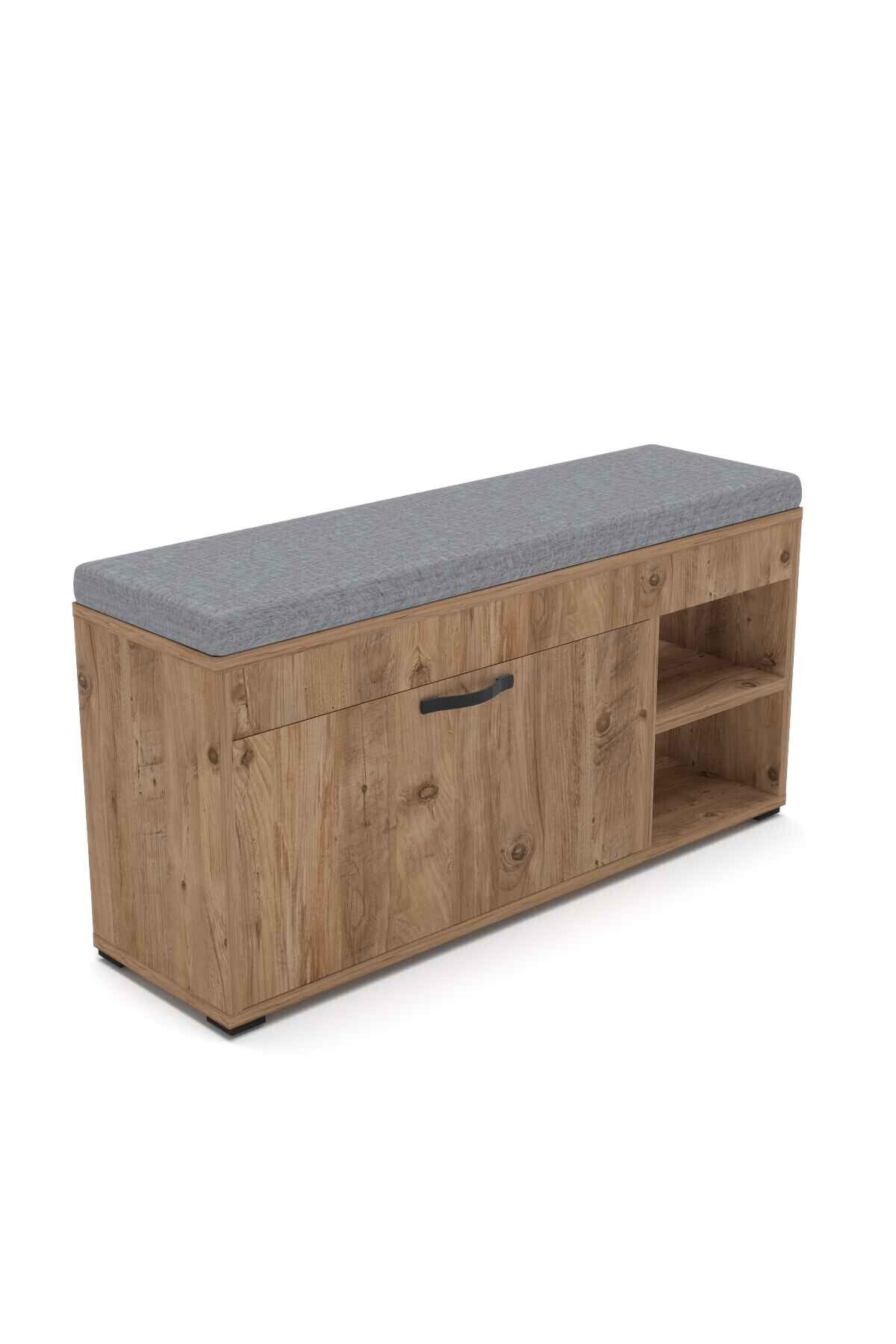 192 Atlantic Pine Multi-purpose Shoe Cabinet with Cushioned Bench and Shelves