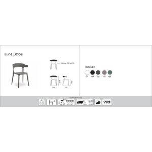 Luna Stripe Beyaz Mutfak Sandalyesi PPT1270