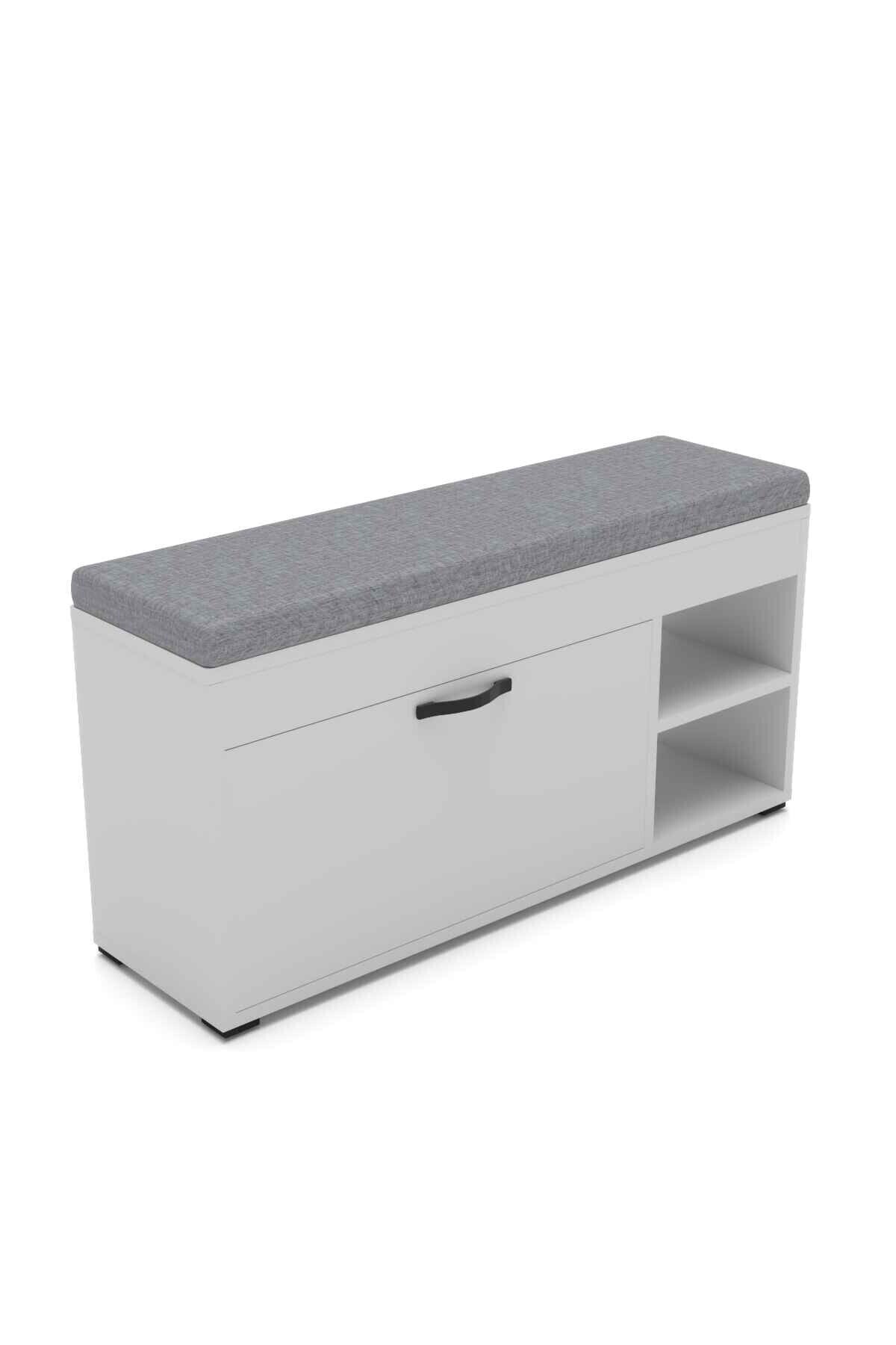 MD Ottoman Shoe Cabinet Bench White 90 cm