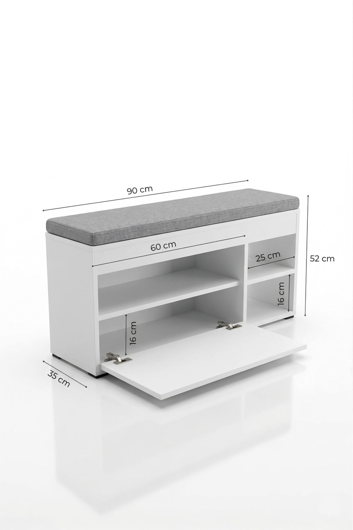 MD Ottoman Shoe Cabinet Bench White 90 cm