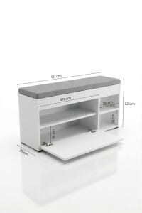 MD Puflu Ayakkabılık Bench Beyaz 90 cm